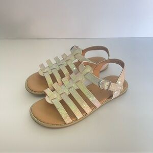 Kids Cat & Jack Iridescent Sparkly Strappy Sandals w/ holographic shine -size 12